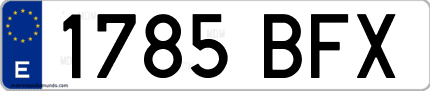 Ejemplo de matrícula de coche ordinaria 1785 BFX