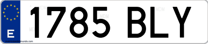 Ejemplo de matrícula de coche ordinaria 1785 BLY