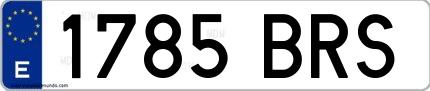 Ejemplo de matrícula de coche ordinaria 1785 BRS