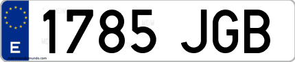 Ejemplo de matrícula de coche ordinaria 1785 JGB