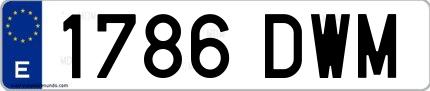 Ejemplo de matrícula española 1786 DWM