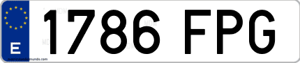 Ejemplo de matrícula de coche ordinaria 1786 FPG