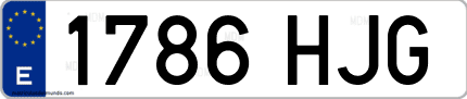 Ejemplo de matrícula de coche ordinaria 1786 HJG
