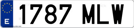Ejemplo de matrícula de coche ordinaria 1787 MLW
