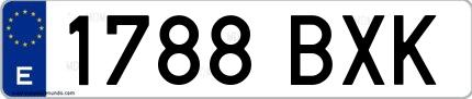 Ejemplo de matrícula española 1788 BXK
