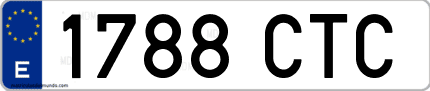 Ejemplo de matrícula de coche ordinaria 1788 CTC
