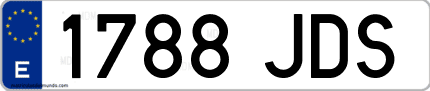 Ejemplo de matrícula de coche ordinaria 1788 JDS