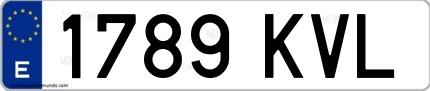 Ejemplo de matrícula española 1789 KVL