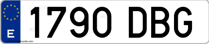 Ejemplo de matrícula de coche ordinaria 1790 DBG