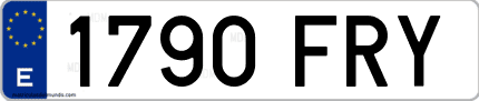 Ejemplo de matrícula de coche ordinaria 1790 FRY