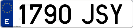 Ejemplo de matrícula de coche ordinaria 1790 JSY