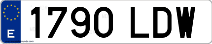 Ejemplo de matrícula de coche ordinaria 1790 LDW