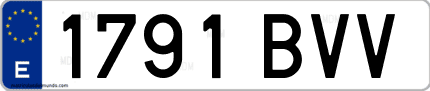 Ejemplo de matrícula de coche ordinaria 1791 BVV