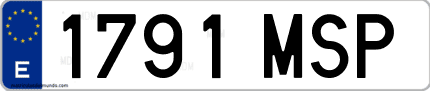 Ejemplo de matrícula de coche ordinaria 1791 MSP
