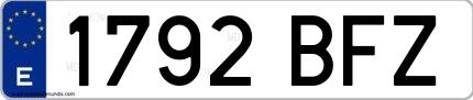 Ejemplo de matrícula española 1792 BFZ