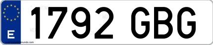 Ejemplo de matrícula española 1792 GBG