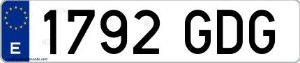 Ejemplo de matrícula española 1792 GDG