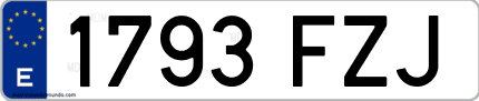 Ejemplo de matrícula de coche ordinaria 1793 FZJ