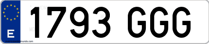 Ejemplo de matrícula de coche ordinaria 1793 GGG