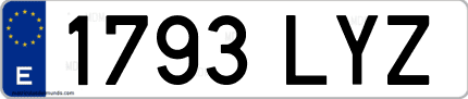 Ejemplo de matrícula de coche ordinaria 1793 LYZ