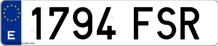 Ejemplo de matrícula de coche ordinaria 1794 FSR