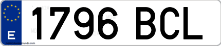 Ejemplo de matrícula de coche ordinaria 1796 BCL