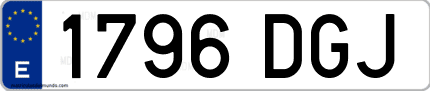 Ejemplo de matrícula de coche ordinaria 1796 DGJ