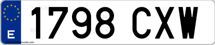 Ejemplo de matrícula de coche ordinaria 1798 CXW