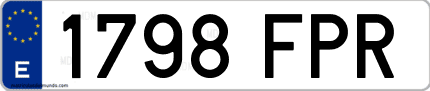 Ejemplo de matrícula de coche ordinaria 1798 FPR