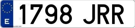 Ejemplo de matrícula de coche ordinaria 1798 JRR