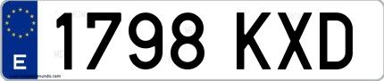 Ejemplo de matrícula española 1798 KXD