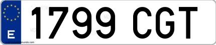 Ejemplo de matrícula española 1799 CGT
