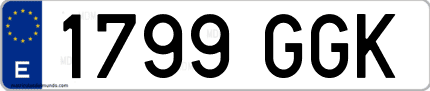 Ejemplo de matrícula de coche ordinaria 1799 GGK