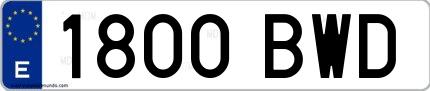 Ejemplo de matrícula española 1800 BWD