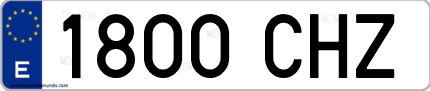 Ejemplo de matrícula de coche ordinaria 1800 CHZ