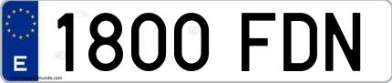 Ejemplo de matrícula española 1800 FDN