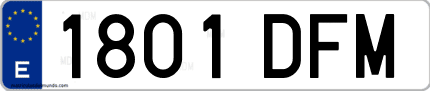Ejemplo de matrícula de coche ordinaria 1801 DFM