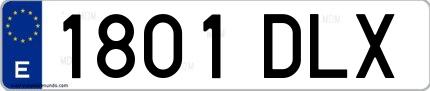 Ejemplo de matrícula española 1801 DLX
