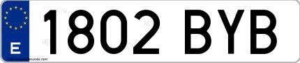 Ejemplo de matrícula española 1802 BYB