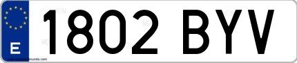 Ejemplo de matrícula española 1802 BYV
