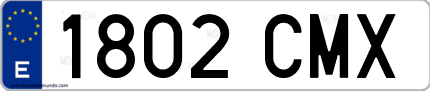 Ejemplo de matrícula de coche ordinaria 1802 CMX