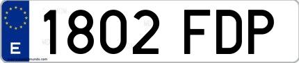 Ejemplo de matrícula española 1802 FDP
