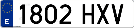 Ejemplo de matrícula de coche ordinaria 1802 HXV