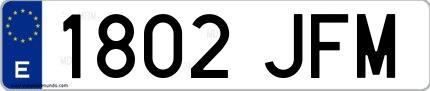 Ejemplo de matrícula española 1802 JFM