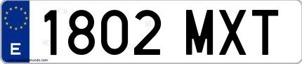 Ejemplo de matrícula española 1802 MXT