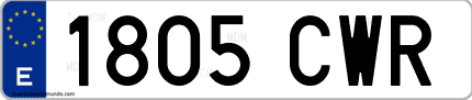 Ejemplo de matrícula de coche ordinaria 1805 CWR