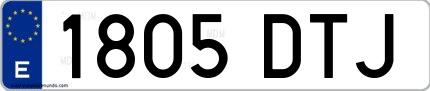 Ejemplo de matrícula española 1805 DTJ