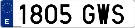 Ejemplo de matrícula de coche ordinaria 1805 GWS