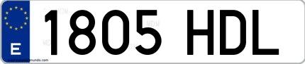 Ejemplo de matrícula española 1805 HDL