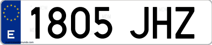 Ejemplo de matrícula de coche ordinaria 1805 JHZ